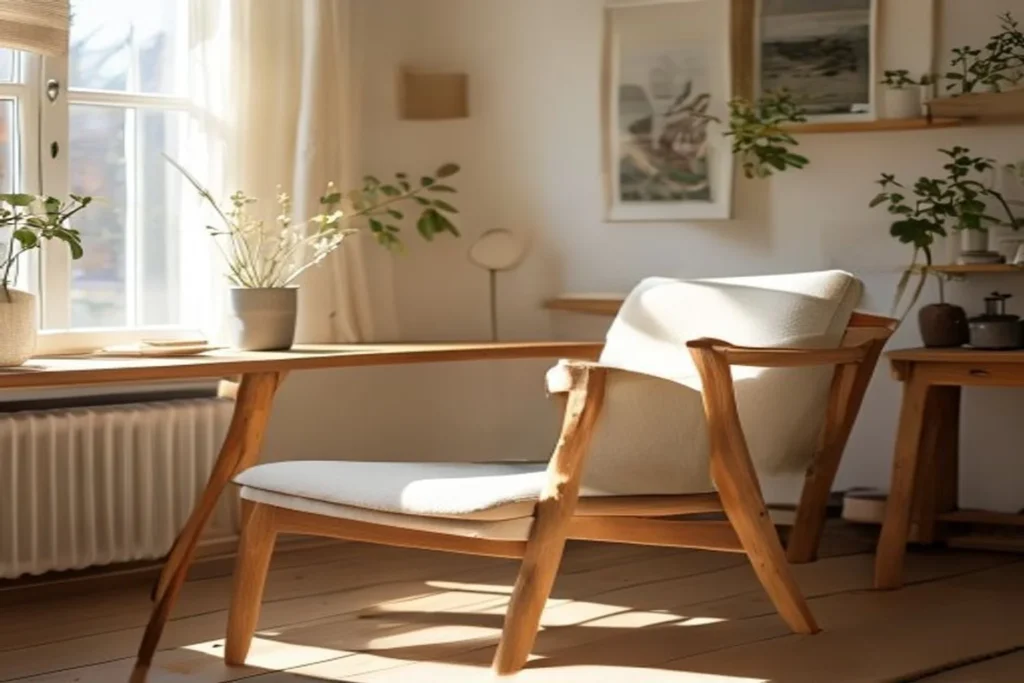 Persona encolando la pata floja de una silla de madera sobre una mesa de trabajo